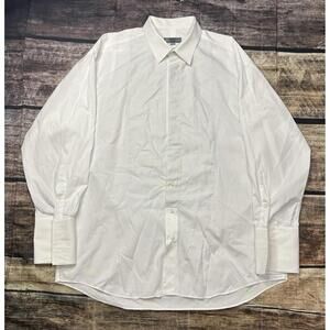 Hickey Freeman Dress Shirt Mens 18 35 White French Cuffs Cotton